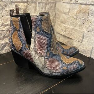 Jeffrey Campbell Multicolor Snakeskin Embossed Ankle Boots